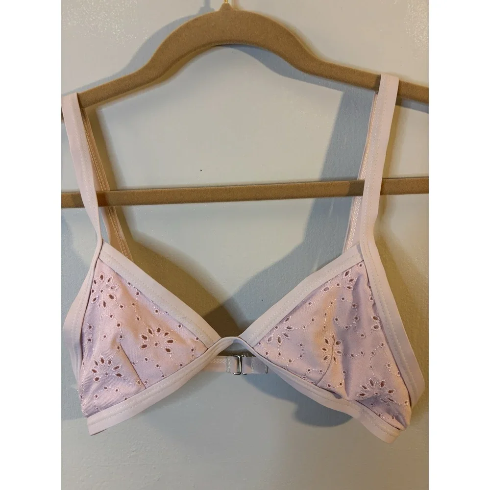 SALERO Baby Pink Eyelet Triangle Bikini Top XS Beach Pool Resort